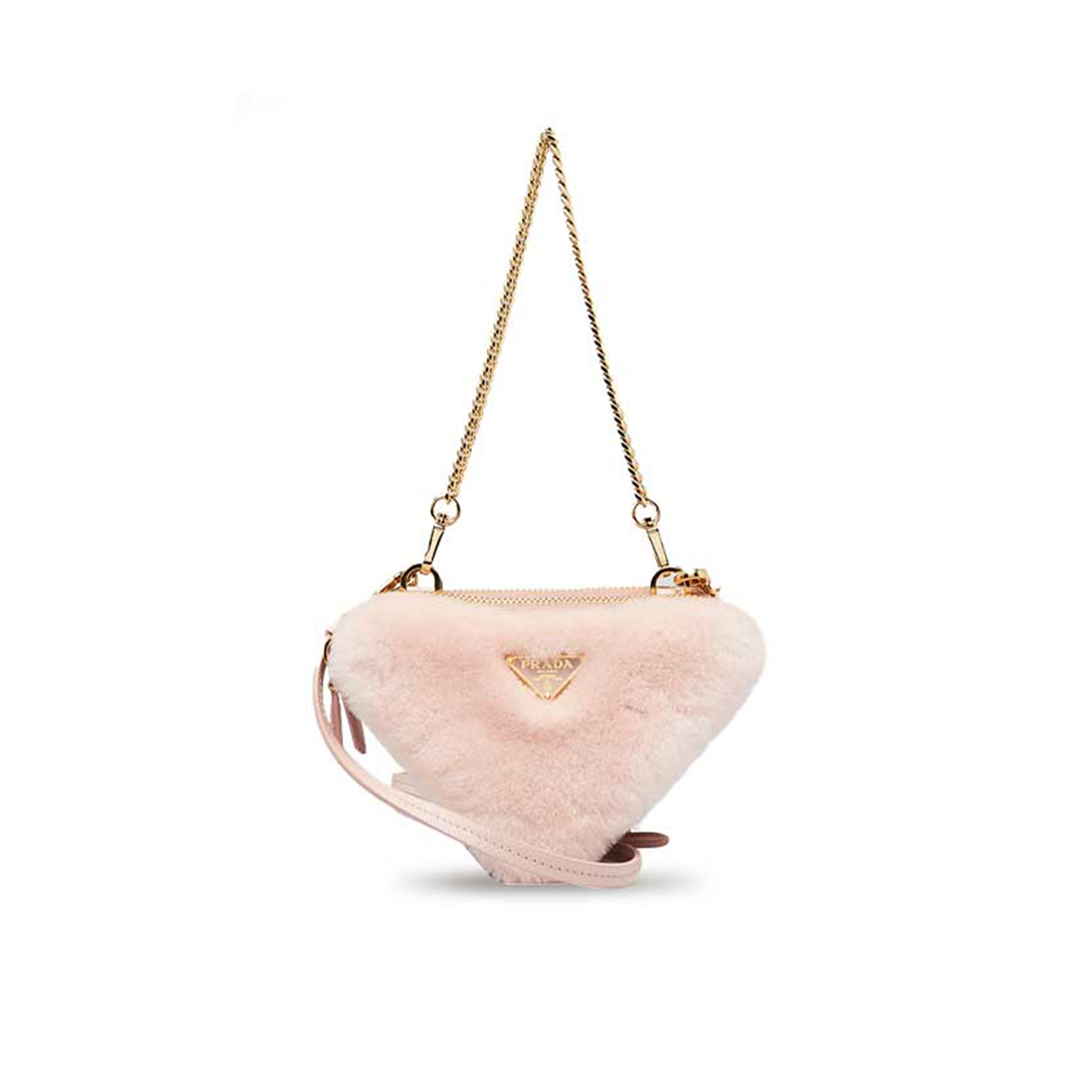 Pra*a saffiano shearling triangle mini pouch 1nr015 (15*10cm)